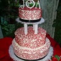 Red Swirls And Champagne bc icing, champagne cake. Ran out of red & bought some from the local store last minute BIG MISTAKE! The cake ended up sweating &...