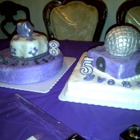 Birthday Duo Red velvet disco themed cake and Lemon delight floral cake!