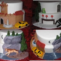 Twilight Saga New Moon Three sided cake. One for the Wolf Pack, one for the Cullen's and one of Volterra. All decorations are Fondant, Gumpaste or Royal...