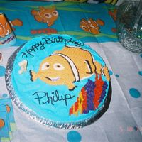 Nemo Just buttercream and chocolate cake. My youngest is all about Nemo, had to go buy a goldfish for him after this!! Thanks for stopping by...