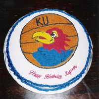 Ku Basketball Rock Chalk! Buttercream on chocolate, the jayhawk is a little difficult to draw, wish I had a stencil for it!!! (hint hint) Thanks for...