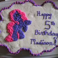 My Little Pony Found picture in one of dd's coloring books and transfered image with piping gel. I didn't get the base as smooth as I would'...