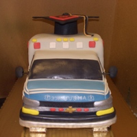 Ambulance Made of layers of chocolate and vanilla cake. For an EMT graduation.