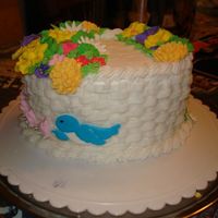 Course Ii Final Cake This was my final for the Wilton course II class using color flow birds, royal icing flowers and basketweave.