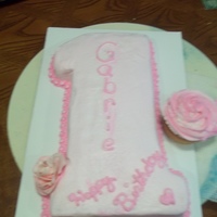 1St Birthday! i just carved a 9x 13 to look like a one. decorated it with lite and dark pink. but a rose I had made a couple days ago.