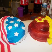 Cubscout Blue & Gold Cermenony the flag cakes is 2 8'rounds and 1- 6" round I airbrushed it blue & red the stars and stripes are fondant. theother flag is...
