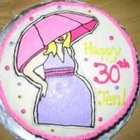 30Th Birthday This was for my pregnant friends' 30th birthday. Frozen buttercream transfer. It's 2-10" layers with chocolate pudding/cool...