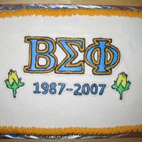 Beta Sigma Phi 20Yr Reunion A cake I did for my mother in-law's Sorority reunion. That is the Symbol for Beta Sigma Phi, and the yellow roses are their other...