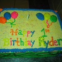 1St Birthday RYDER'S 1ST BIRTHDAY CAKE- HIS MOM WANTED BRIGHT COLORSAND SOME BALLOONS.