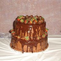 My First Grooms Cake And I Just Finished Course 1 All chocolate BC, Hot fudge dripping, chocolate dipped strawberries, and chocolate cake. Man talk about a chocolate overload. It was...