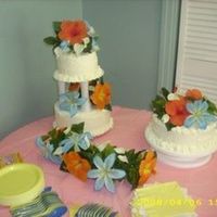 2 Tier Whipped Cream Icing Birthday cake for my 15 year old sister. She had a hawaiian luau themed party.