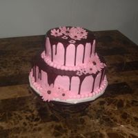 2 Tier Daisy & Chocolate Ganche This cake was inspired by a member here on cake central. Hope I did her proud. Its not as good as hers but over all I think it came out...