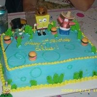 Spongebob made for a friends son. He wanted some sort of spongebob cake. The things on top are little toys, the rest is buttercream with royal icing...