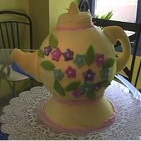 Teapot Cake I made this cake for our churches "Ladies Tea" last year. The flowers, handle and spout are fondant attached with wooden dowel...