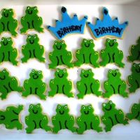 Frog Cookies I made these for my niece's 4th bday. Her theme was Princess crown and frogs. NFSC and RBC decorated with RI.