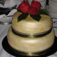Gold Wedding Cake Wedding cake for a close friend's son. Top tier (8-inch) was banana with cream cheese filling; bottom tier (10-inch) was carrot with...