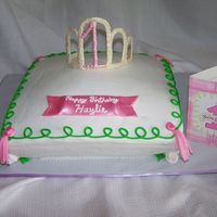 Princess Pillow 2 12" chocolate cakes carved down into pillow. Made to match the invitation to the right. Iced with buttercream. Used luster dust on...