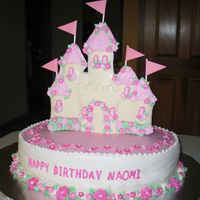 Castle Cake Got this idea from the 2007 Wilton catalog. White chocolate candy plaque is decorated with royal icing flowers.