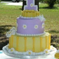 1St Birthday Cake buttercream with royal icing accents