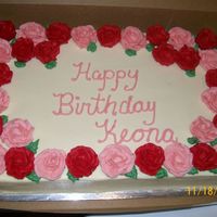 32 Roses This lady was turning 32, so her husband wanted 32 roses on her cake. All buttercream. 1/2 sheet.