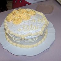 Rita's Birthday Cale My sister loves lemon so I made her a lemon cake with lemon zest in the buttercream icing.