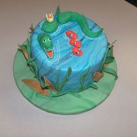 Pond Friends! This is the cake I did for the Wilton Fondant and Gumpaste class. It is a pound cake with lemon curd filling covered with MMF. Figures and...