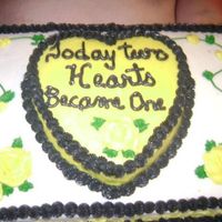 Wendell And Fayes Reception Cake 1/2 sheet chocolate cake.. 9 inch chocolate heart all in bc