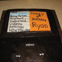 Ipod Cake This is cake made for a 16 year old. I used chocolate fondant and colored it black. didn't have to use very much black. The play list...