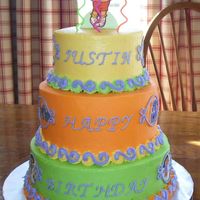 Dora The Exlplorer I made this cake for my nephew. All buttercream. I tried to minimize frills since it was for a boy and tried to compensate with color....