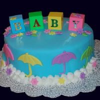 Baby Shower Umbrellas Baby shower cake covered in fondant