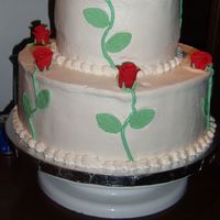 Rose Bat Mitzvah Cake Combination Bat Mitzvah and birthday cake. Six and ten inch layers frosted with buttercream and accented with Duff style fondant roses....