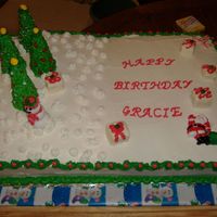 Christmas Birthday Cake I baked this cake for niece's birthday. The cake is french vanilla covered in BC, and oh boy was it heavy.