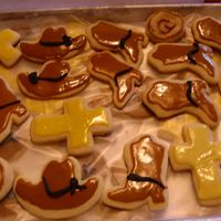 Cookies For Cowboy Church I made these for Circle G Cowboy Church. They are sugar cookies with tobas icing and fondat