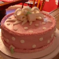Grandmas Birthday I made this cake using rasberry jam mixed with the buttercream. The cake is french vanilla with rasberry cream filling. Polka dots and bow...