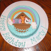 Noah's Ark buttercream with fondant animals and ark birthday cake but could be used for a baby shower too