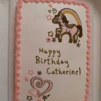 Pony Cake Made to match a design on the birthday girl's dress.
