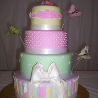 Pastel Color Tiered Cake Vanilla cake, homemade fondant.