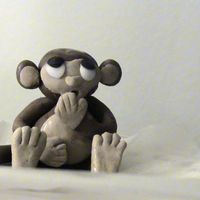 Surprised Monkey Fondant Monkey, first-ever sculpture of any sort, inspired by CC design by gourmettiger-Thanks for the great idea!