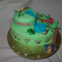 Poison Dart Frog Cake Vegan vanilla with buttercream filling. Covered in fondant. Fondant decorations.