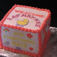 Baby Block This cake was done in a pinch as a gift for a friend of a friend's baby shower. The sides say "Sugar", "Spice", &...