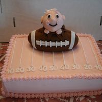Baby Girl For Football Coach This cake was for a male babyshower. It was his first baby - a girl - and he is a football coach. So - pink football field! Rice krispie...