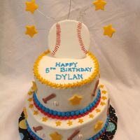 Baseball Cake White cake with bc frosting. Everything is colorflow except for the stars.