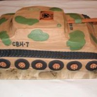 Army Tank Cake BC frosted with fondant accents