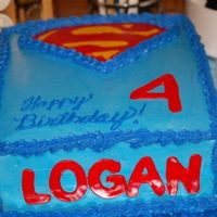 Superman Cake is 1/2 yellow sheet cake with bavarian cream filling. BC icing, fondant letters and number, superman logo is FBCT. This was my first...