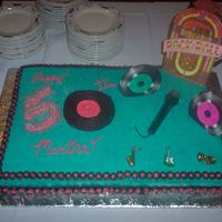 50's 50Th Birthday Cake Made this cake for a 50's themed 50th birthday celebration. Full sheet yellow cake. All BC icing except records standing up and...