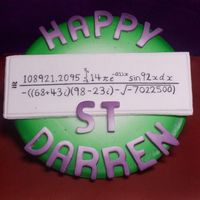 Darren's 21St Plaque Closeup 3 of 5: Closeup of the plaque on top. Birthday boy requested to have this equation on top, as he is studying engineering at uni. It is...