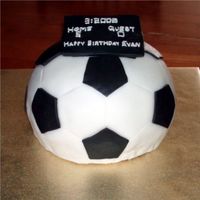 Soccer Ball Birthday Cake This was for a friend's son. She thought she was getting something 2-dimensional, hah! This was a Madeira cake baked in a pyrex bowl...