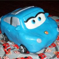 Sally Car From Cars Chocolate and vanilla pound cake sculpted into Sally for my daughter's 3rd birthday.