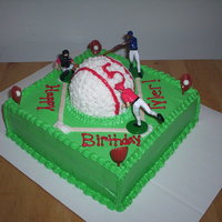 Baseball Chocolate cake with rice krispie baseball