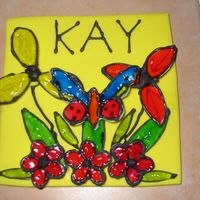 Sugarpaste Plaque-Piping Gel I made this plaque from Sugarpaste, Royal Icing and Coloured Piping Gel for a neighbour's 50th birthday cake as she makes stained...